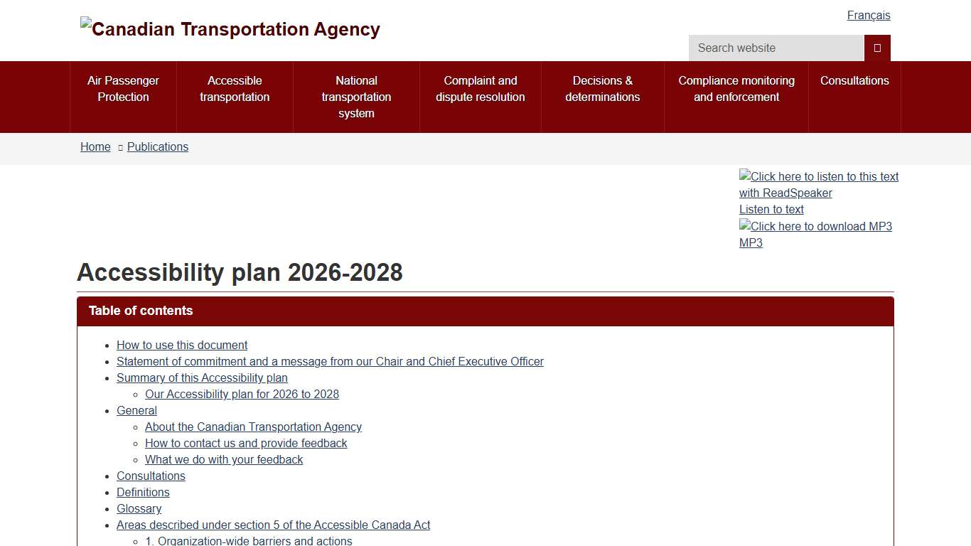 Accessibility plan 2026-2028 Canadian Transportation Agency